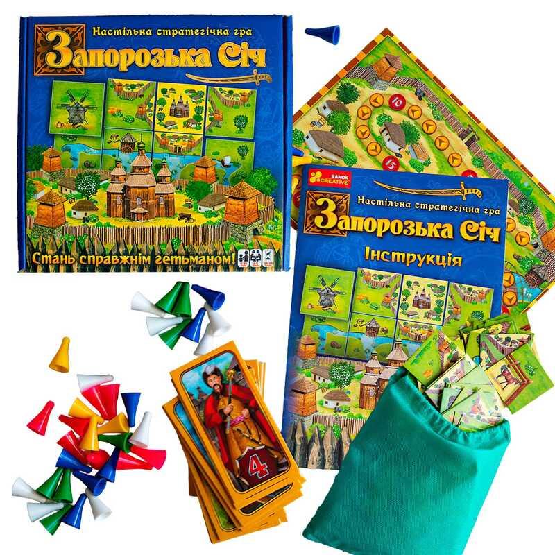 Настільна гра "Запорізька Січ" 0 96 тайлів землі, 40 фішок-воїнів, 40 тайлів-персонажів 12120089У