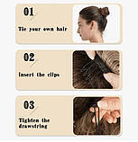 Шиньйон рівний на утяжці з термоволокна – колір Бургундія 90 см, фото 6