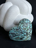 Бірюза натуральна «серце» з натуральної бірюзи серденько камінь бірюза. 56*48*24 мм., фото 2