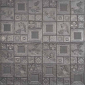 Самоклеюча декоративна 3D панель арт срібний 700x700x5 мм