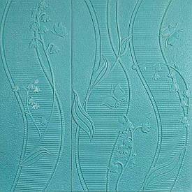 Самоклеюча 3D панель конвалія блакитна 700x700x5 мм