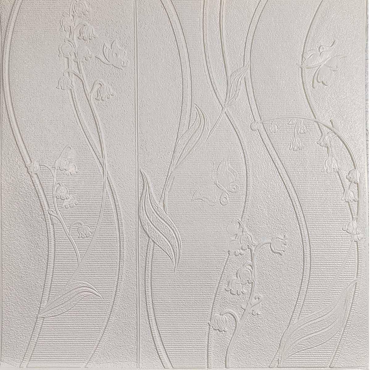 Самоклеюча 3D панель конвалія біла 700x700x5 мм, фото 1