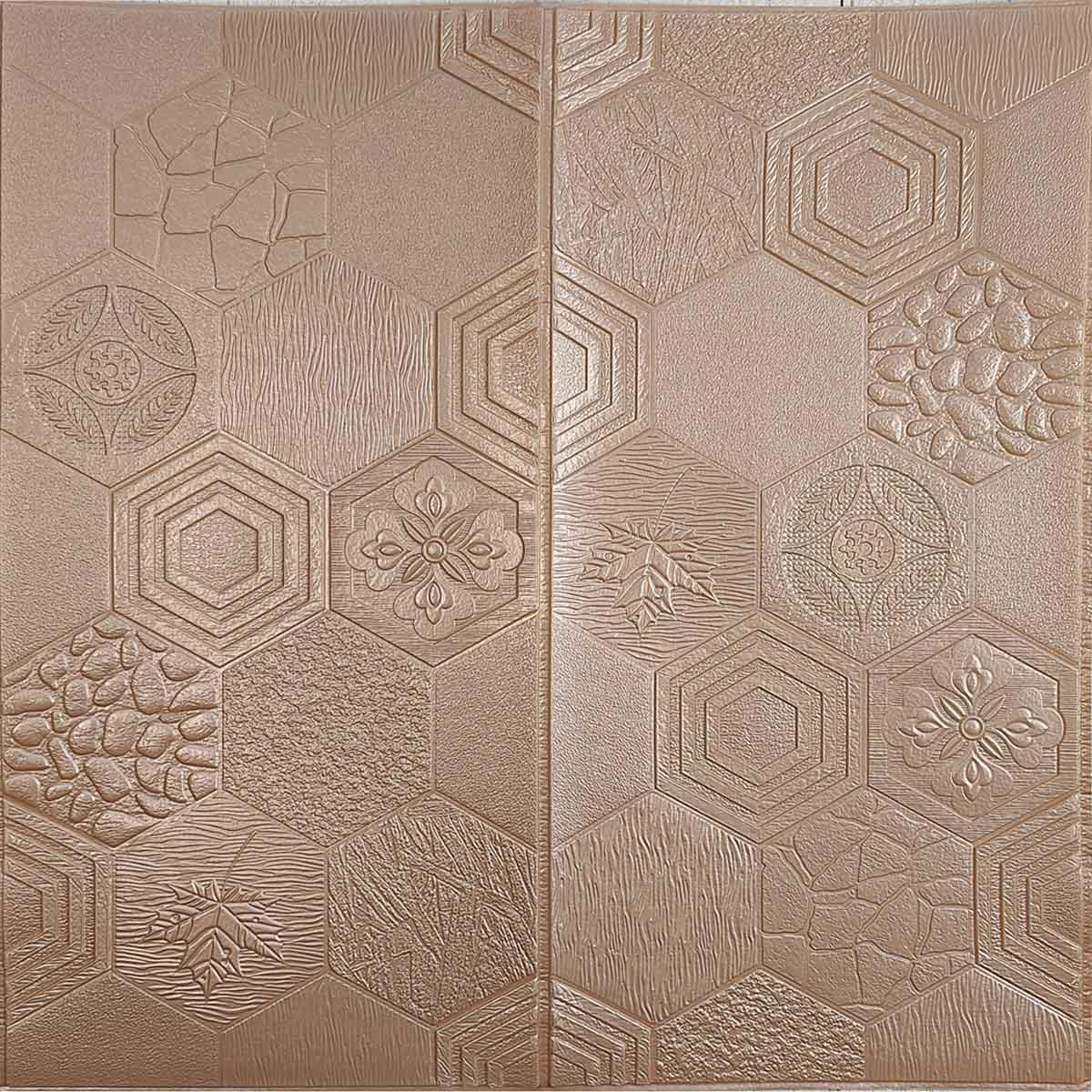 Самоклеюча 3D панель арабески рожеве золото 700x700x5 мм, фото 1