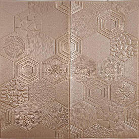 Самоклеюча 3D панель арабески рожеве золото 700x700x5 мм