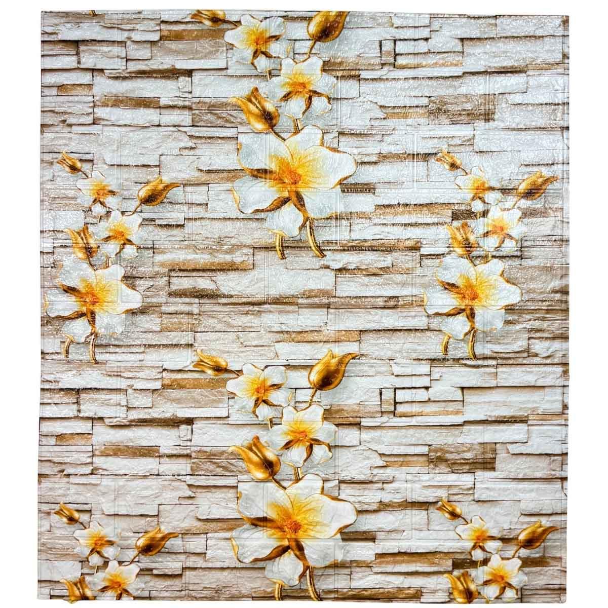 Самоклеюча декоративна 3D панель камінь абрикос 700x770x3 мм, фото 1