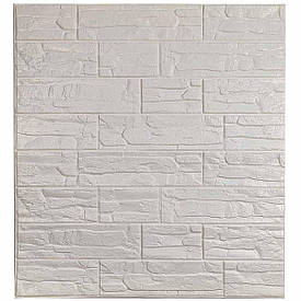 Самоклеюча декоративна 3D панель камінь культура білий 700x770x5 мм