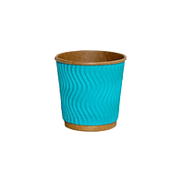 Гофрований стакан Ripple Wave Eko kraft 110 мл (колір блакитний) / Упаковка (30шт)
