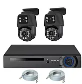 Двоканальний DVR комплект відеоспостереження з двома поворотними камерами 2MP, 1080p, чорний