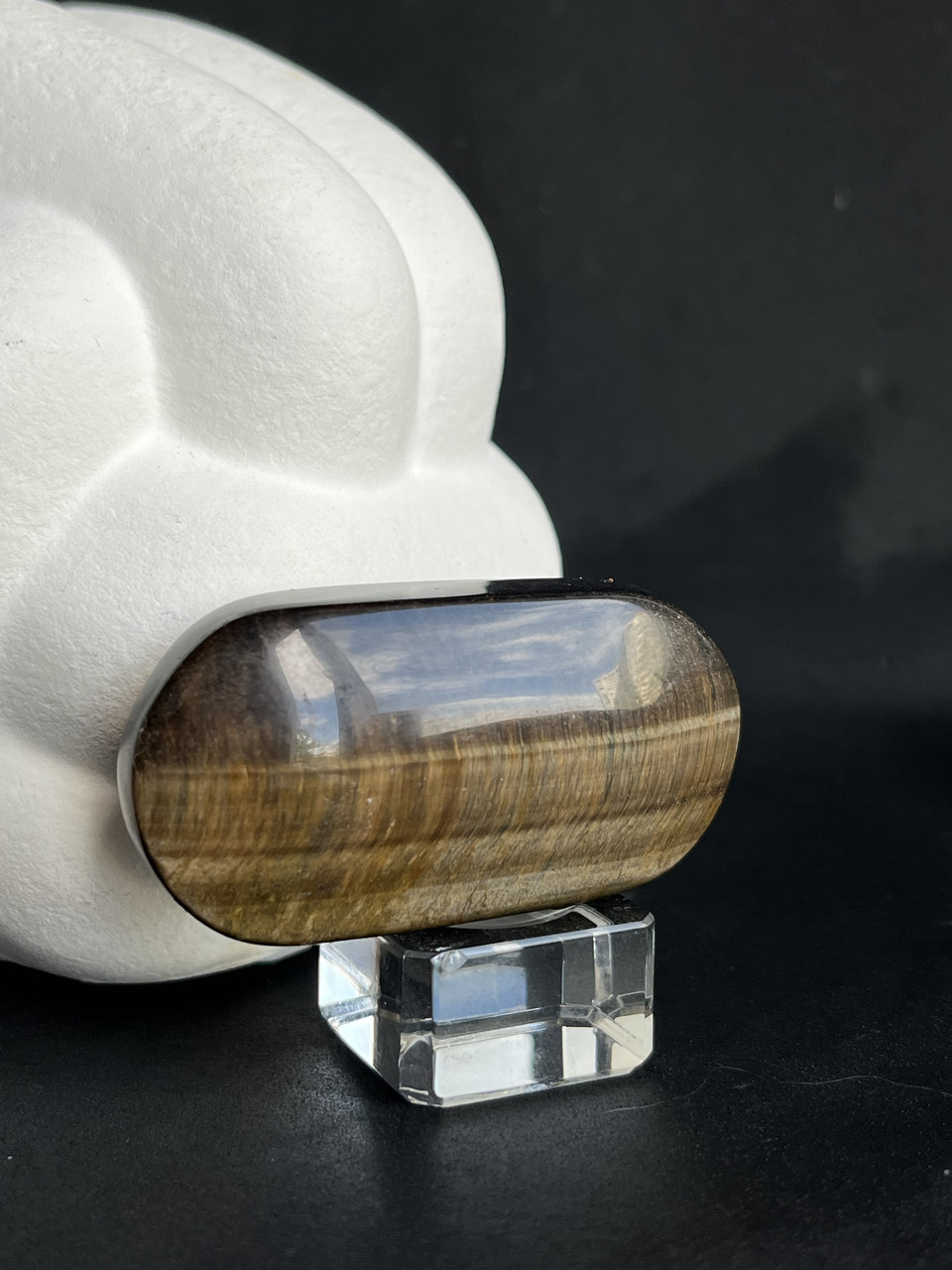 Тигрове око натуральне овал 57*29*19 мм. камінь тигрове око палм без оправи., фото 1