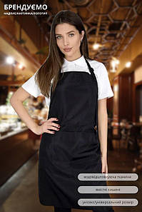 Фартух Lux Form Прорезинений з нагрудником водовідштовхувальний для повара офіціанта бармена перукаря чорний