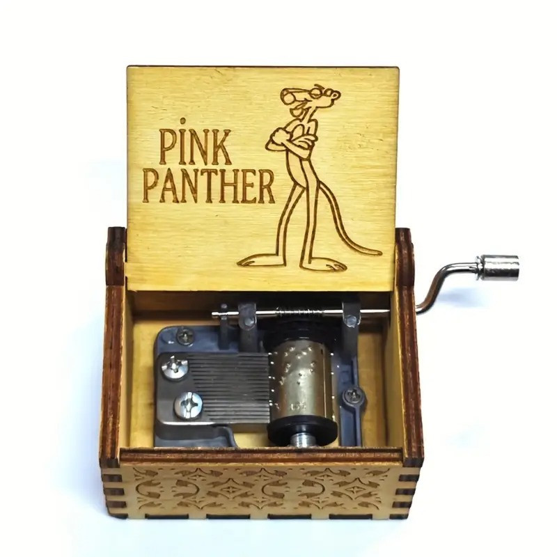 Музична шкатулка дерев’яна вінтаж ручна робота Рожева Пантера AurumLux037, фото 1