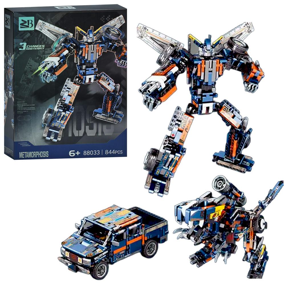 Конструктор 88033A 3в1 (робот, динозавр, машина), 844 под., Кор., 29,5-40,5-9,5 см., фото 1