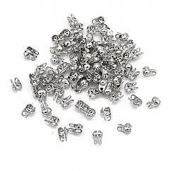 Калоти із Заліза, Затискачі кінцевики, мушля, Платина, 8x6x4мм, Внутрішній Діаметр 3.2мм, 100 шт