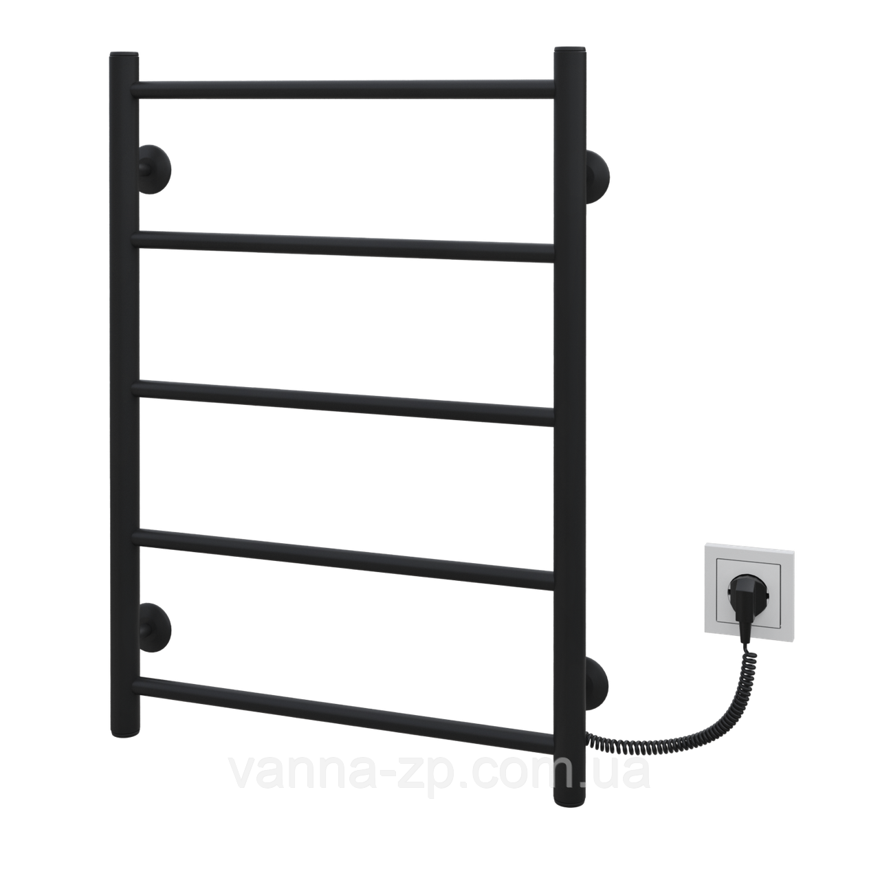 Сушарка для рушників Драбина Пряма 700х500/5 ЕR кноп. чорн., фото 1