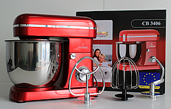 Кухонный комбайн Crownberg 3 в 1 тестомес и миксер Мощность 2200Вт, 6 скоростей, Нержавейка чаша Красный