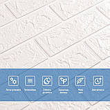 3D панель самоклеюча цегла 690х780х5мм Білий Матовий (001-5M) SW-00000587, фото 4