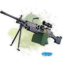 Іграшковий Гель Бластер Автомат на Орбізах M249 Електричний Кулемет на Акумуляторі з Сошками і Великою Обоймою 90 см Чорний