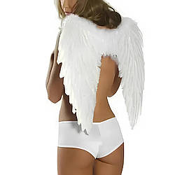 Білі крила ангела RESTEQ 80 см — пір’яні реалістичні крила для косплею, фотосесій та святкових подій