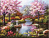 Набір для вишивання хрестиком "Сакура під мостом" 50×40 см, 14 ct — живописний пейзаж для медитативного рукоділля, фото 3