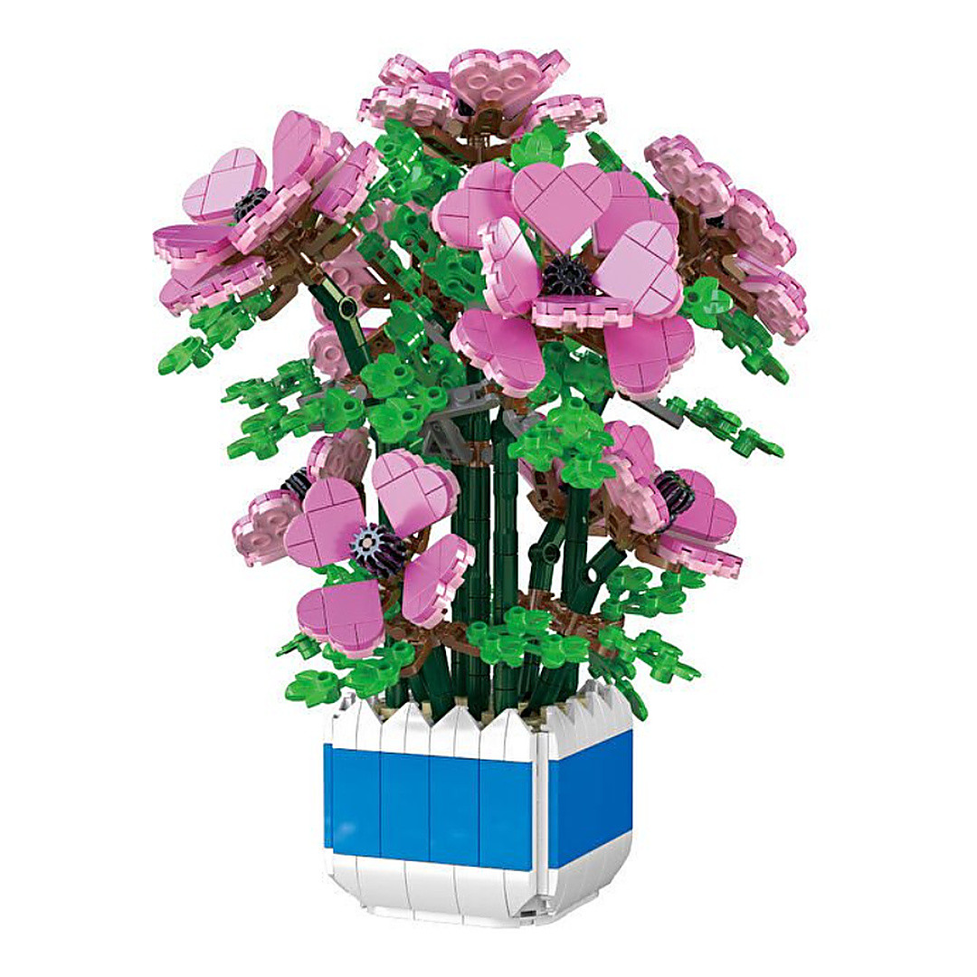 Конструктор квітка в горщику Анемона Zuanma 39см, конструктори дитячі 3D на подарунок, фото 1