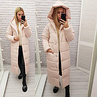 Пуховик зимовий, арт.А-521, колір пудра, Курточка жіноча демісезонна