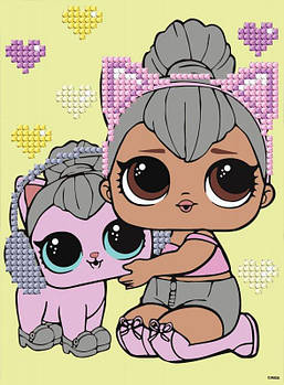 Алмазна мозаїка (вибіркова) "LOL Surprise! Kitty Queen With Kitty Kitty" 15x20см AML1206 G-Rich
