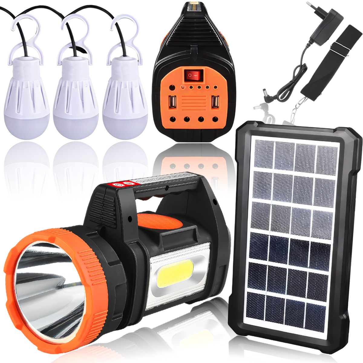 Потужний ліхтар на сонячній батареї та повербанком YT-C05 Радіо, MP3, Bluetooth і 3 лампочки., фото 1