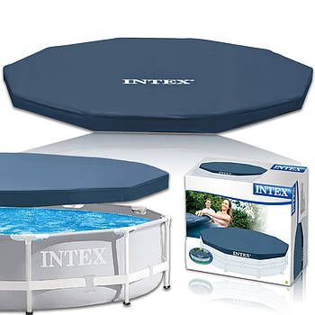 Захисний тент чохол для каркасного круглого басейну на 305 x 305 см Intex 28030 Синій