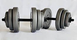 Гантелі розбірні (2 шт по 18 кг Сірі) з металопластиковим грифом