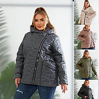 Жіноча осіння демісезонна куртка 48-50, 52-54, 56-58 чорний, мокко, молочний, хакі, графіт