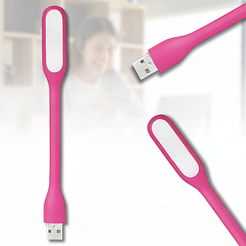 Портативний USB LED ліхтарик гнучкий для ноутбука та ПК Рожевий