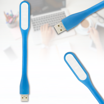Портативний USB LED ліхтарик гнучкий для ноутбука та ПК Блакитний