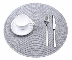 Килимок для сервірування столу круглий сірий ∅ 38 см Рон (шт) Empire 4224