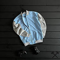 Чоловічі бомбери без принту блакитно-білий