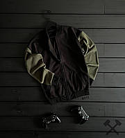 Чоловічі бомбери без принту хакі-чорний