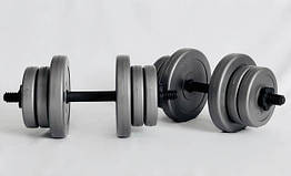 Гантелі розбірні (2 шт по 10 кг Сірі) з металопластиковим грифом