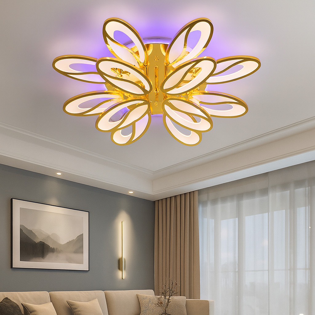 LED люстра 190W з пультом управління до 25-30 м² на велику кімнату 8090/8+4G LED 3color, фото 1