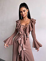 Романтична жіноча сукня максі зі шнурівкою на декольті та воланами Smb9478, фото 2