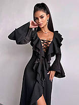 Романтична жіноча сукня максі зі шнурівкою на декольті та воланами Smb9478, фото 4