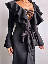 Романтична жіноча сукня максі зі шнурівкою на декольті та воланами Smb9478, фото 5