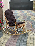 Плетена крісло-качалка з лози в наборі з подушкою. Арт:99103, фото 3