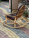 Плетена крісло-качалка з лози в наборі з подушкою. Арт:99103, фото 6