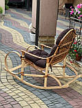 Плетена крісло-качалка з лози в наборі з подушкою. Арт:99103, фото 8