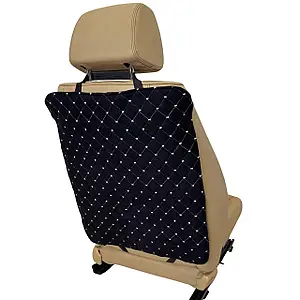 Захисна накидка чохол на спинку переднього сидіння з алькантари (Еко-замш) Чорний з білою прошивкою Lux 1шт