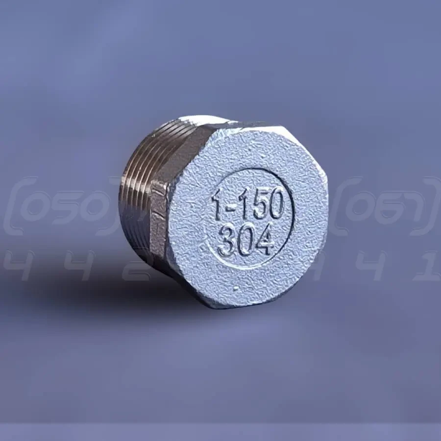 Заглушка різьбова восьмигранна нержавіюча DN25 (1") зовнішня різьба BSPP, сталь AISI304, Class 150, фото 1