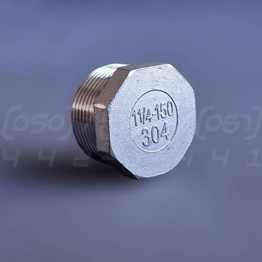 Заглушка різьбова восьмигранна нержавіюча DN32 (1"1/4) зовнішня різьба BSPP, AISI304, Class 150, фото 1