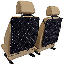 Захисні накидки чохли на спинки передніх сидінь з алькантари (Еко-замш) Чорні з білою прошивкою Lux 2 шт, фото 3