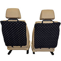 Захисні накидки чохли на спинки передніх сидінь з алькантари (Еко-замш) Чорні з білою прошивкою Lux 2 шт, фото 2