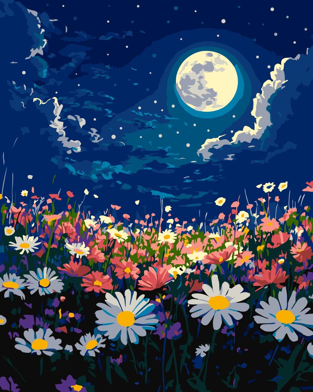 Картина за номерами 40×50 см.  Містична ніч над весняним лугом Ідейка KHO6386, фото 1