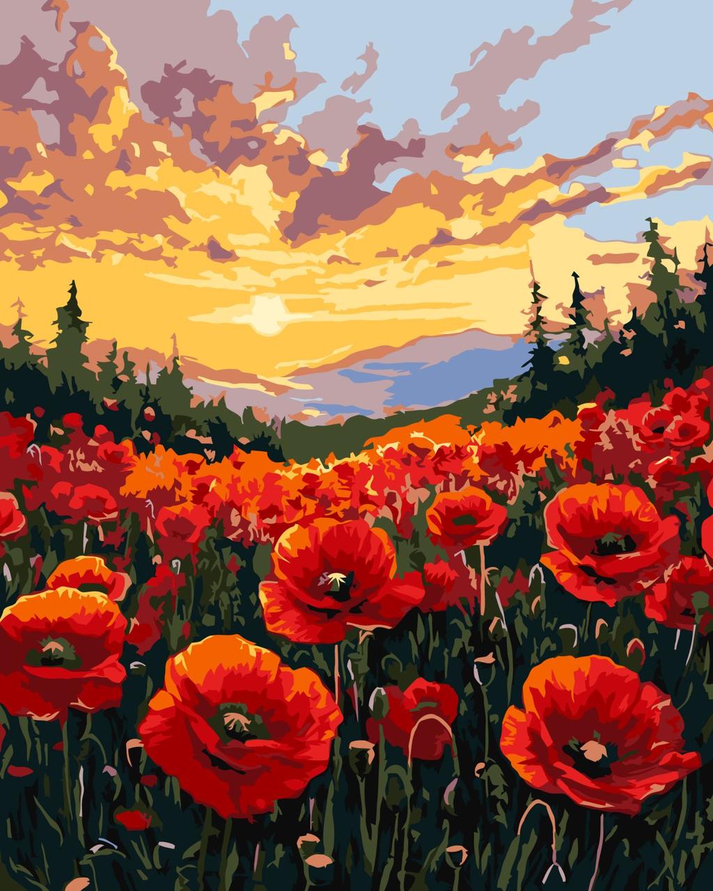 Картина за номерами 40×50 см. Поле маків ©art_selena_ua Ідейка KHO6398, фото 1